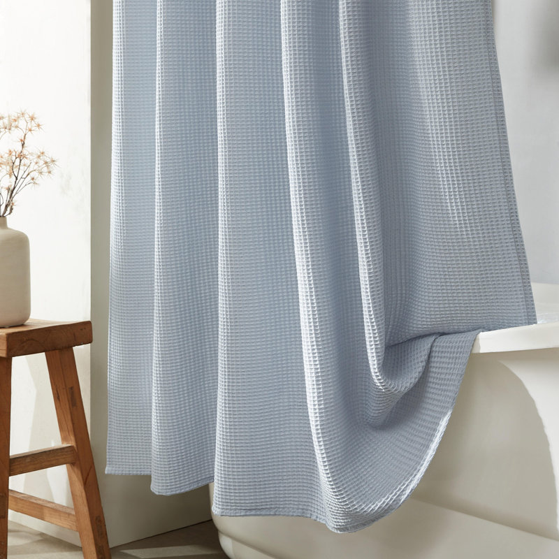 Calvin Klein Waffle Solid Blue Shower Curtain &amp; Reviews | Wayfair